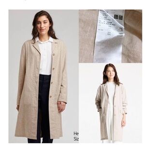 Uniqlo Linen blend Long dress Coat Beige Minimalist Coat